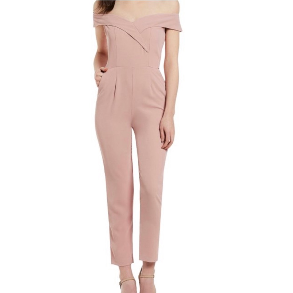 Gianni Bini Blush Pink Off-Shoulder Jumpsuit